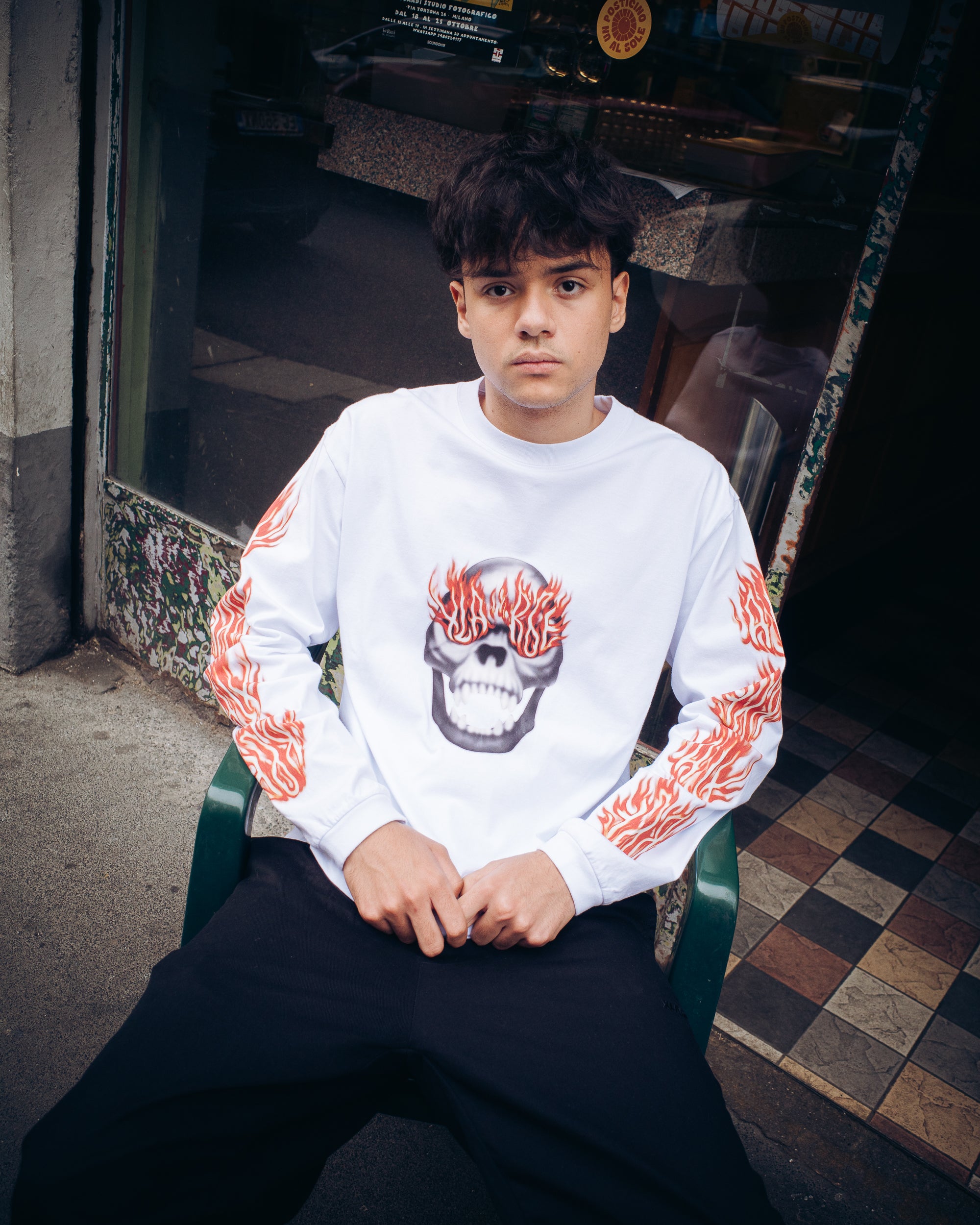 SKULL IN FLAMES L/S TEE – XLARGE