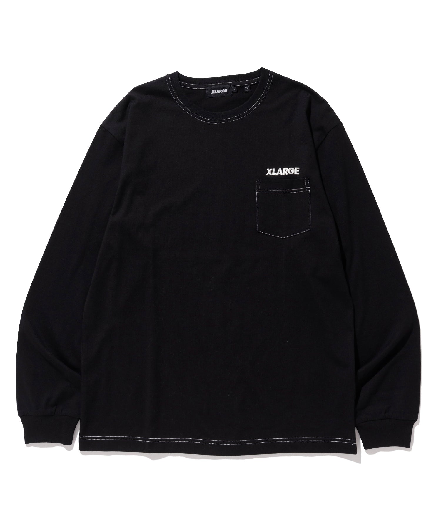 Ē POCKET S/S T-SHIRT (BLACK) XL L/S POCKET TEE CONTRAST STITCH – XLARGE