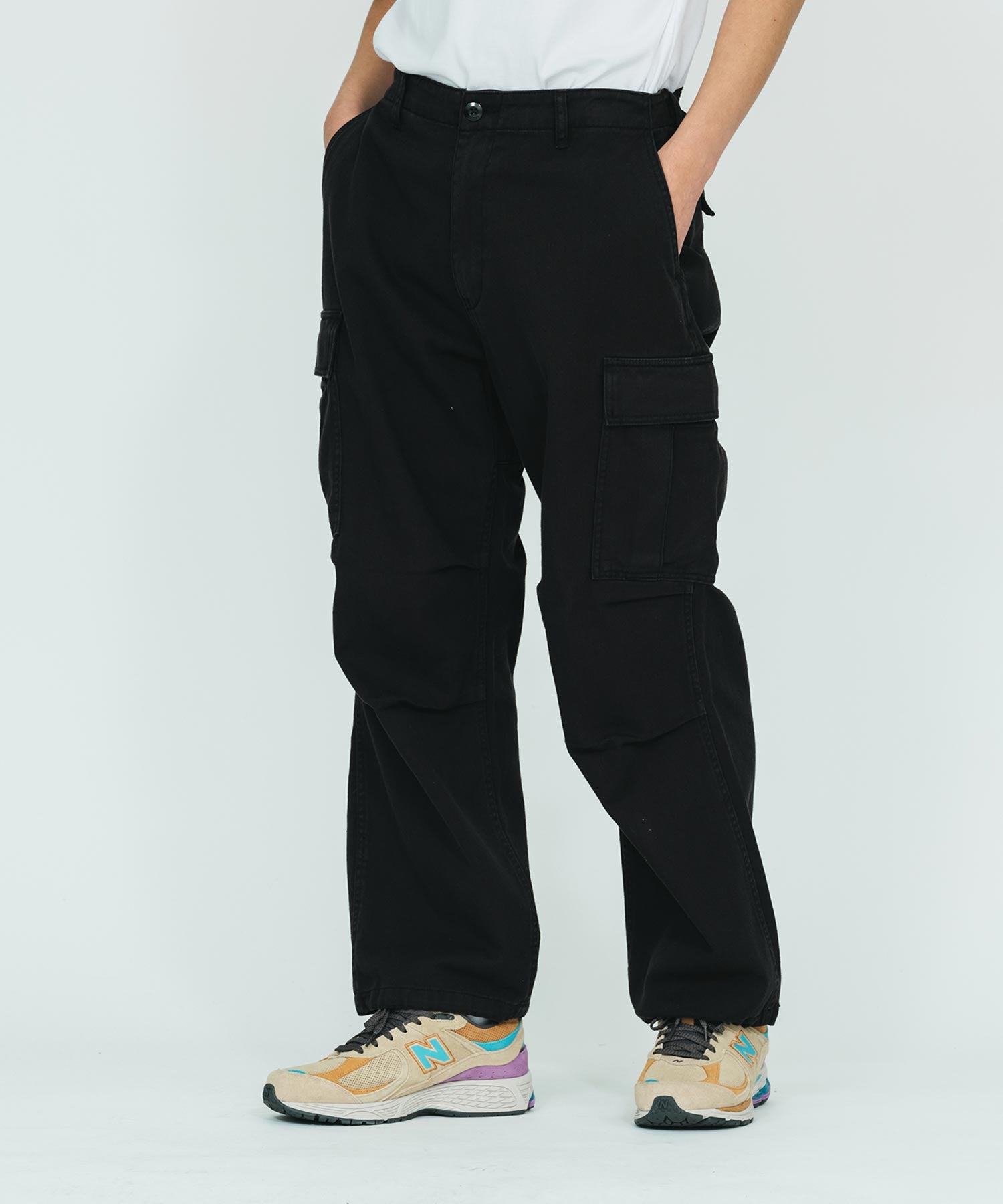 Cargo Pocket Straight Fit Pant (Beige/Black) – Your Drip