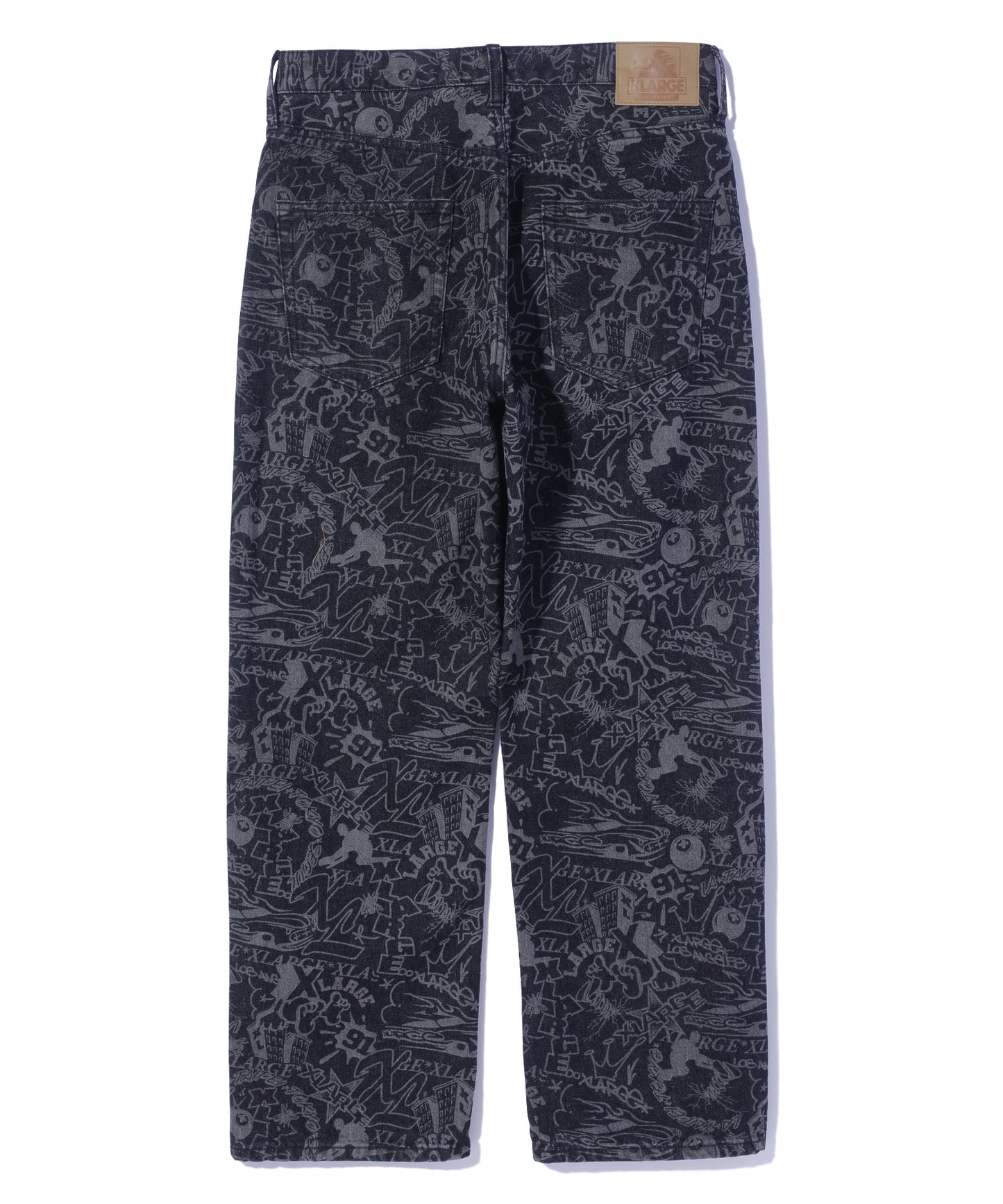 DISCHARGE PRINT DENIM PANTS