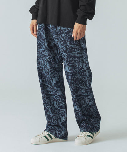 DISCHARGE PRINT DENIM PANTS