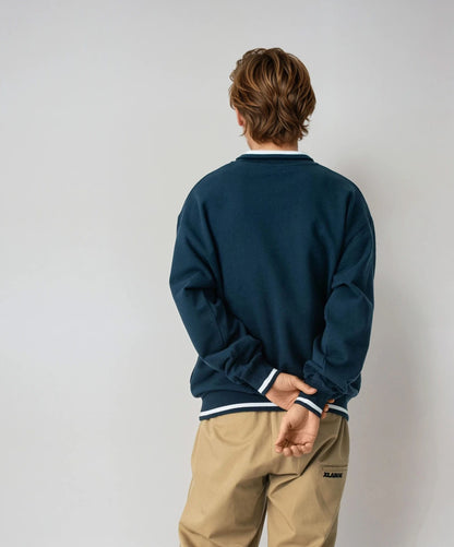 STRIPED RIB HALF ZIP SWEATSHIRT