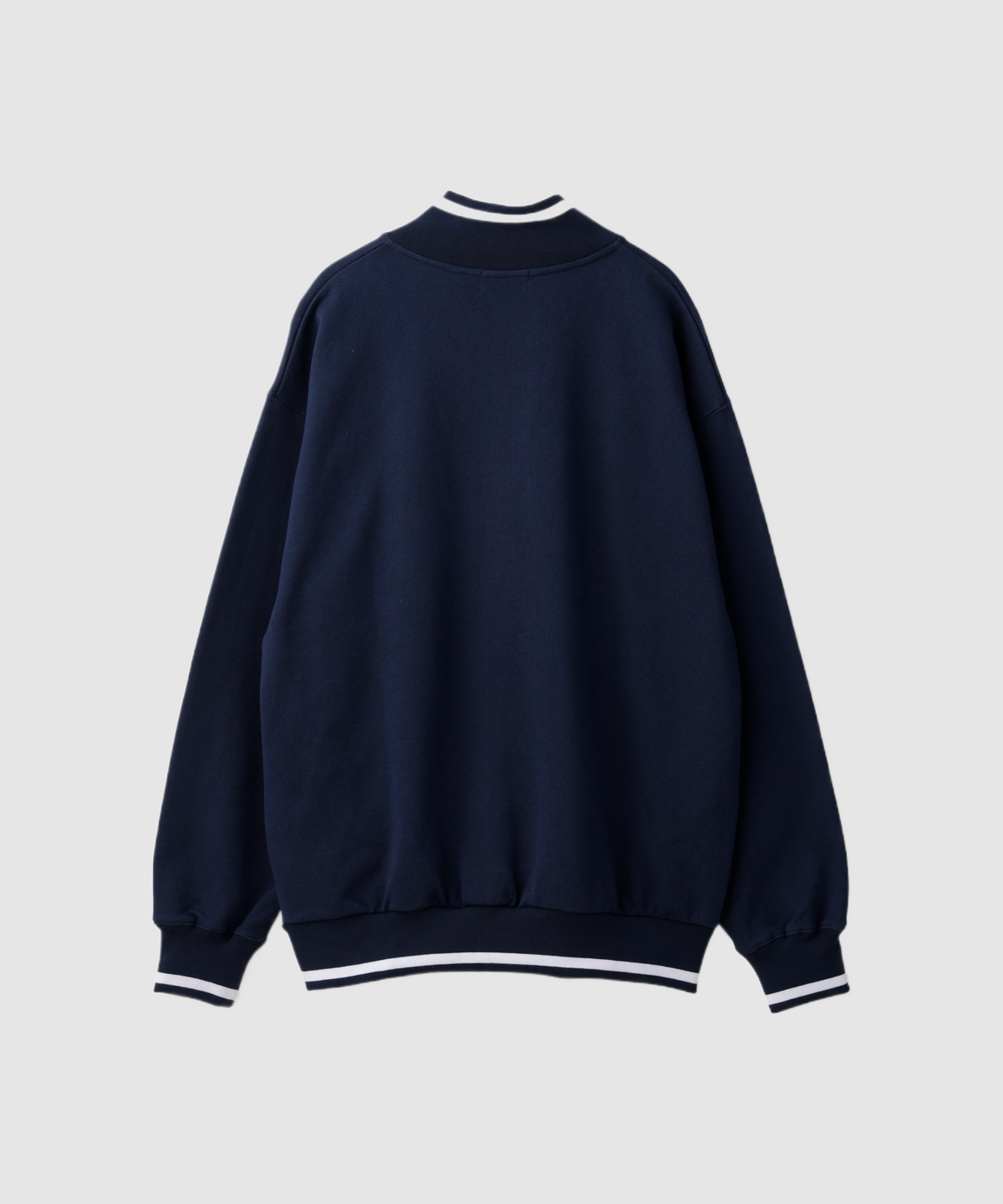 STRIPED RIB HALF ZIP SWEATSHIRT