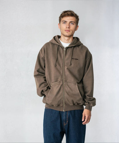 PIGMENT DYED WORK ZIP HOODED SWEATSHIRT