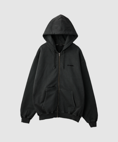 PIGMENT DYED WORK ZIP HOODED SWEATSHIRT
