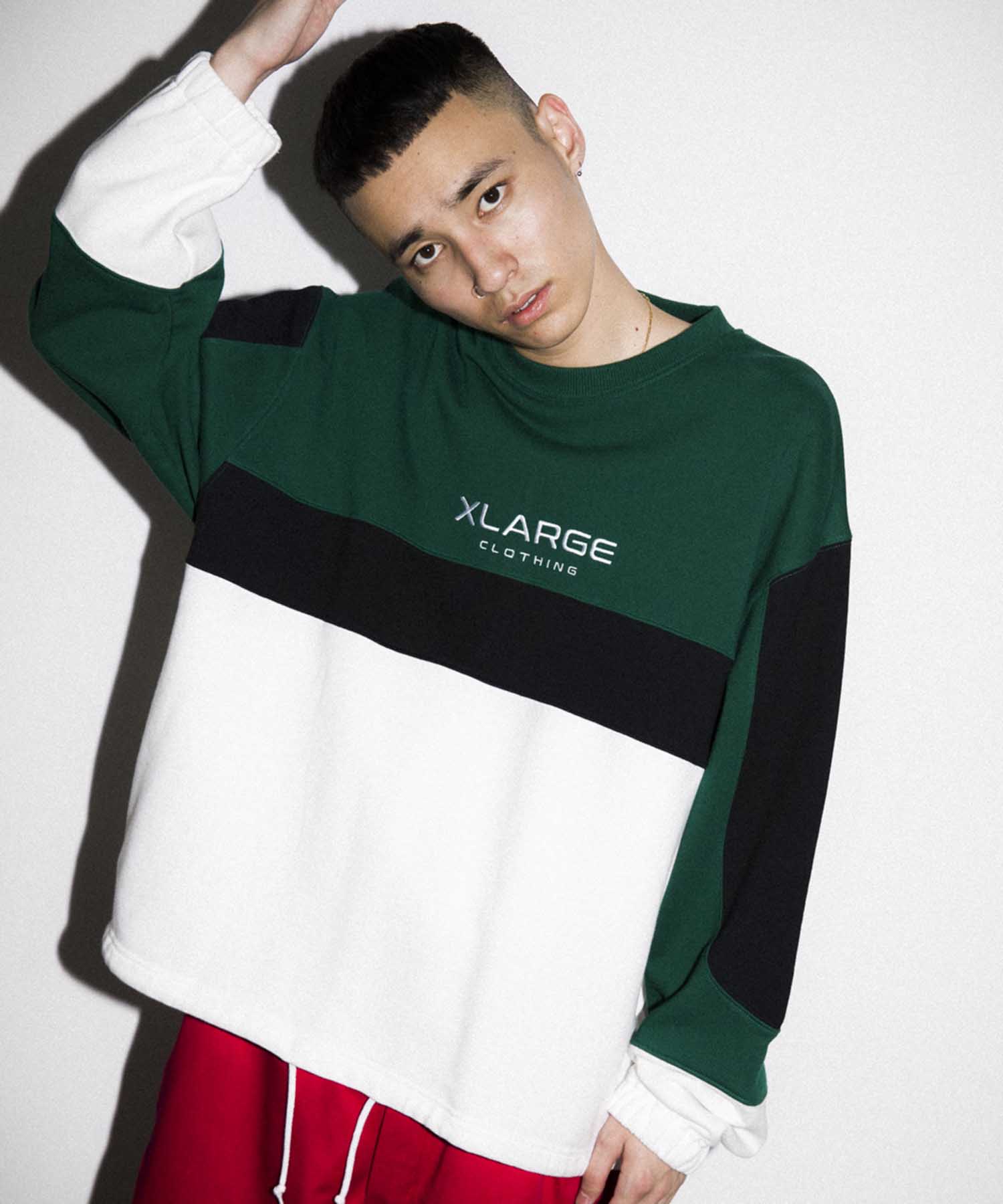 SPORTS LOGO PANELED CREWNECK SWEAT | XLARGE