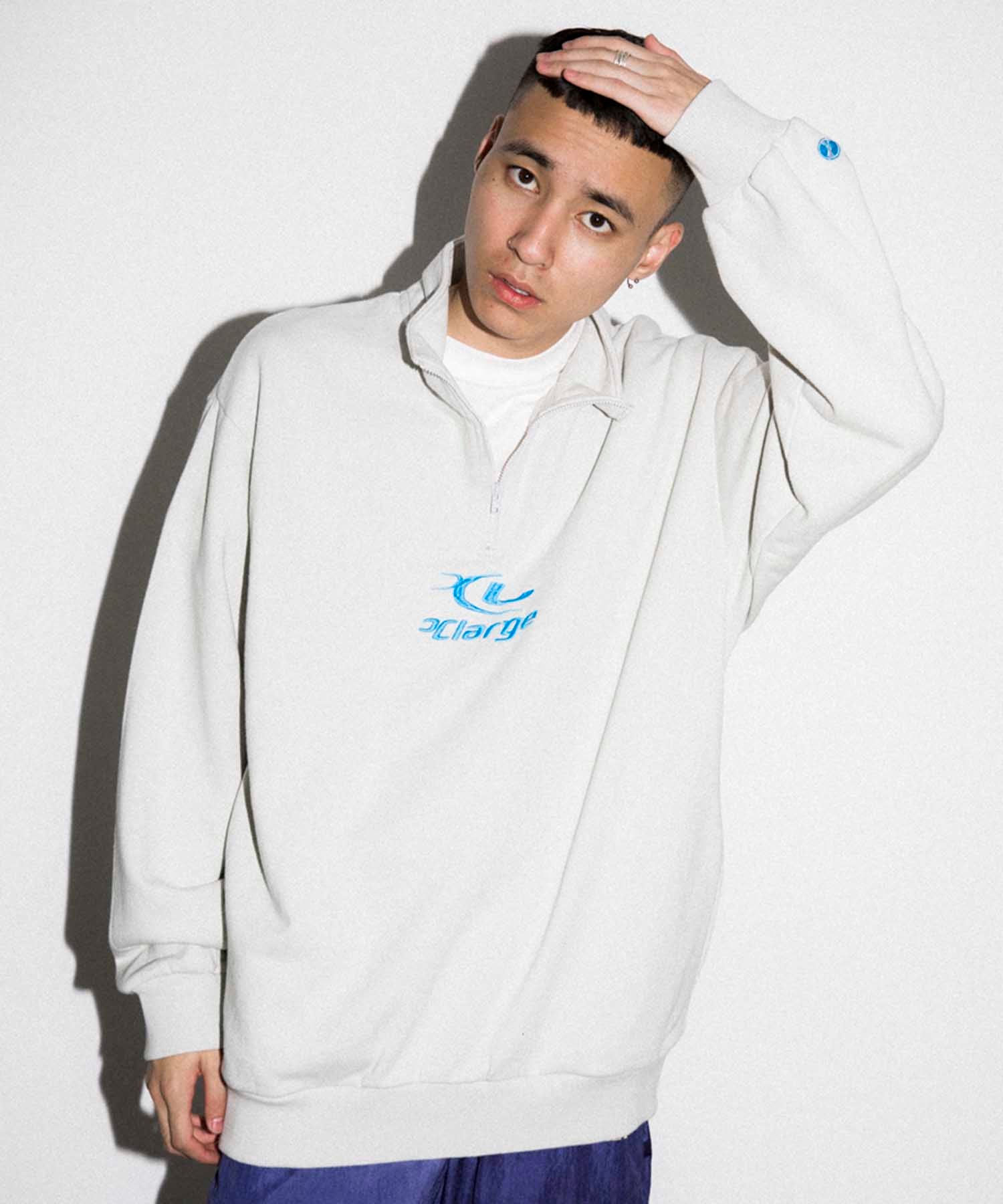 EMBROIDERY LASER HALF ZIP SWEAT | XLARGE