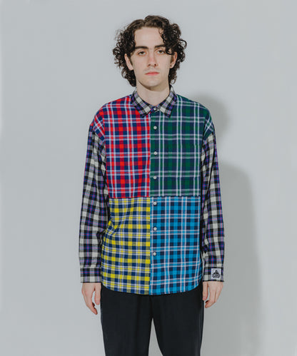 L/S PATCHWORK BUTTON UP SHIRT XLARGE  