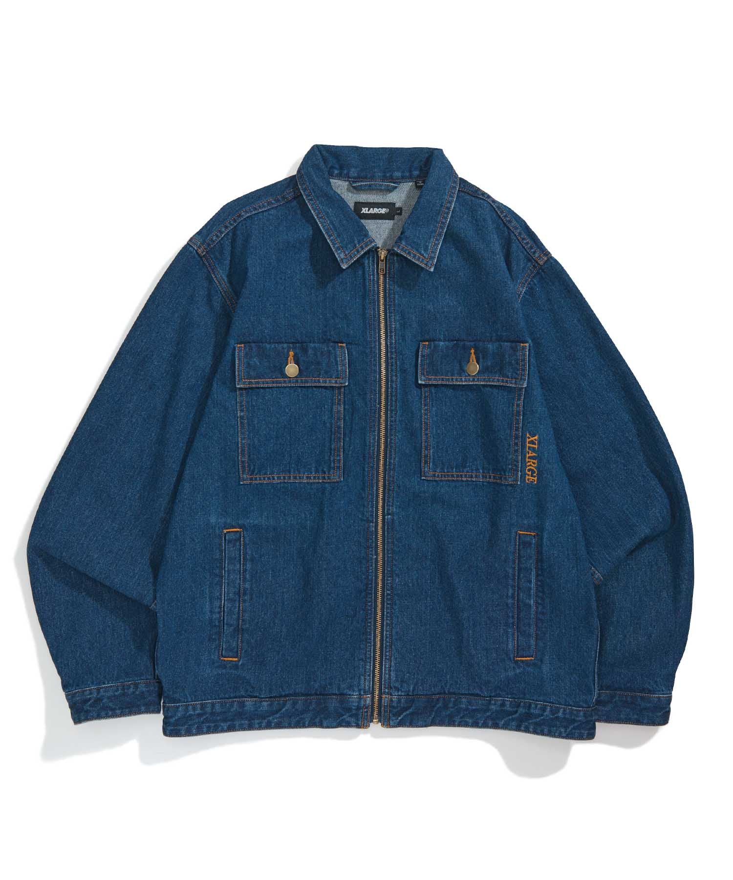 EMBROIDERY ZIPPED DENIM JACKET | XLARGE