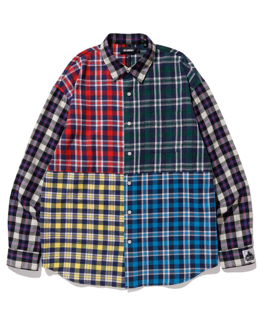 L/S PATCHWORK BUTTON UP SHIRT XLARGE  